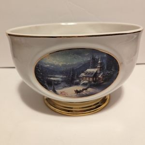 Thomas Kinkade Sunday Evening Sleigh Ride bowl
